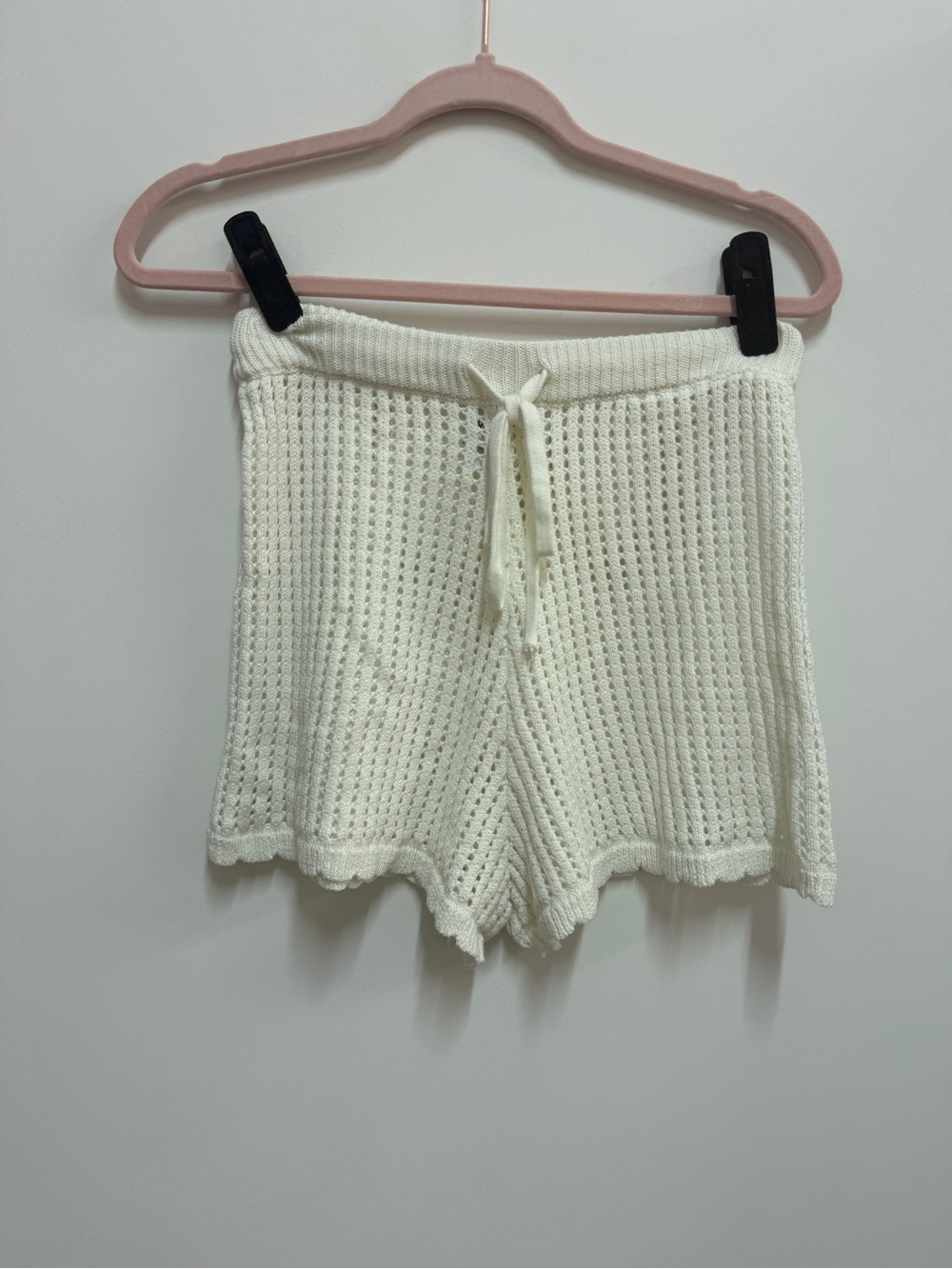 Princess Polly Cream Crochet High Waist Lounge Shorts